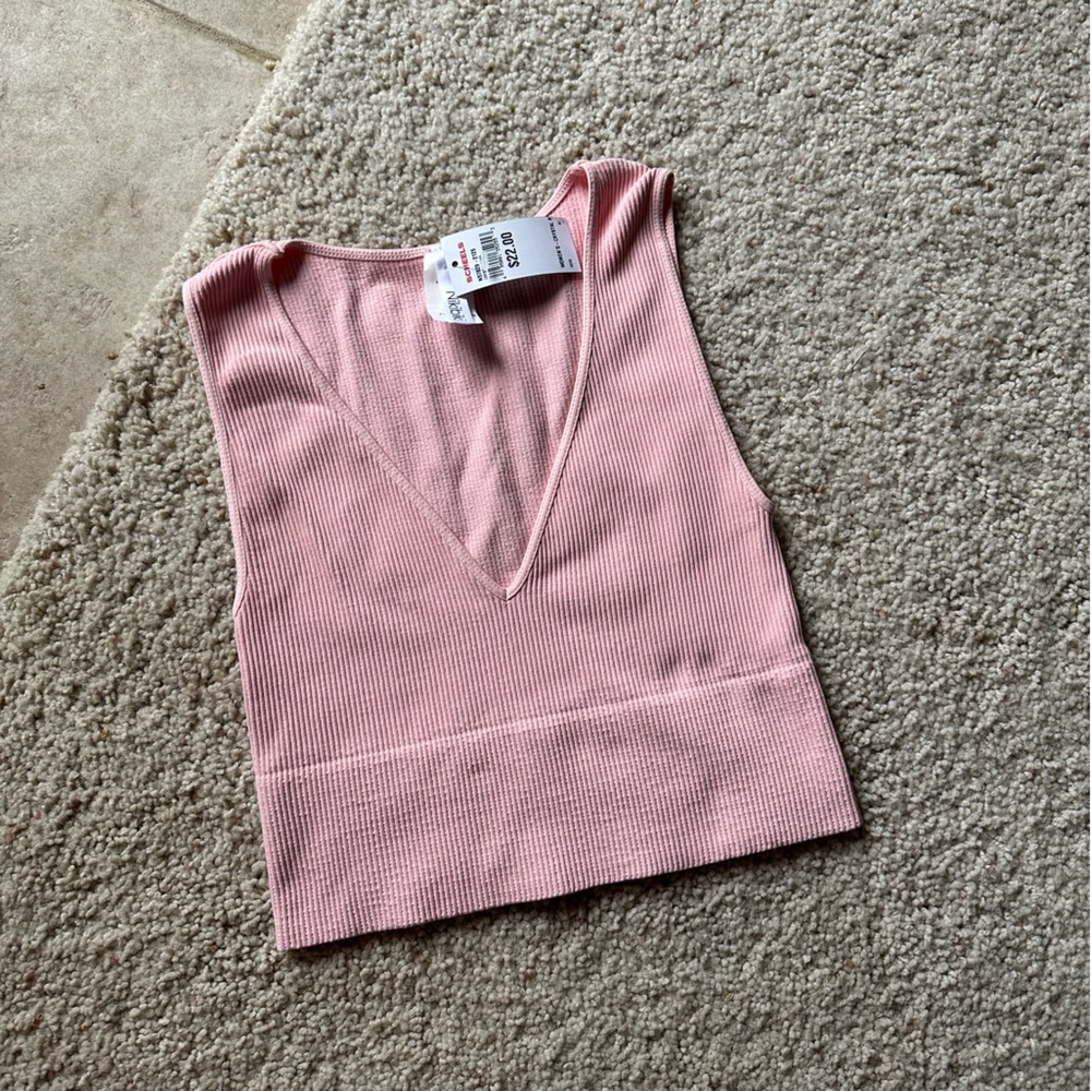 Nikibiki Crystal Rose Ribbed Cropped Tank Top